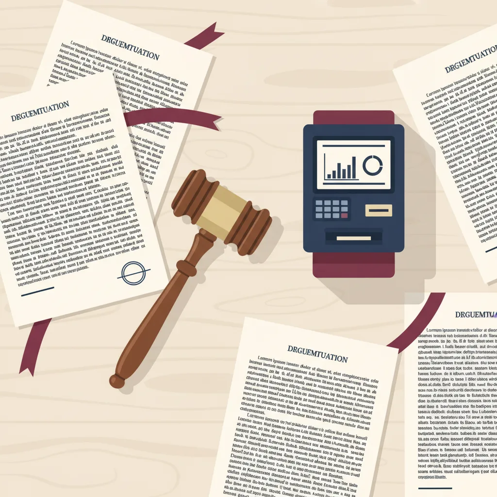 Documentos regulatórios e martelo sobre mesa - contexto de compliance bancário