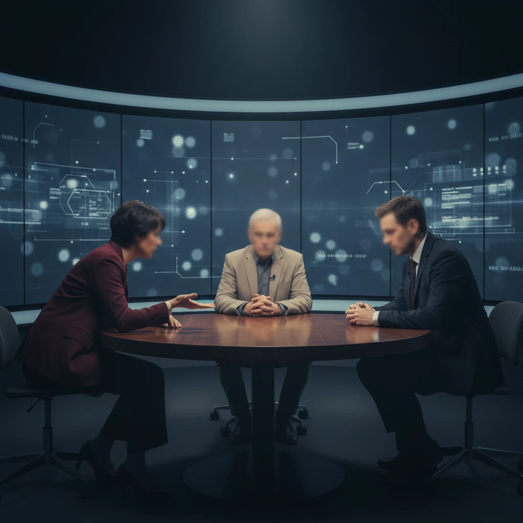Debate institucional sobre regulamentação bancária em estúdio